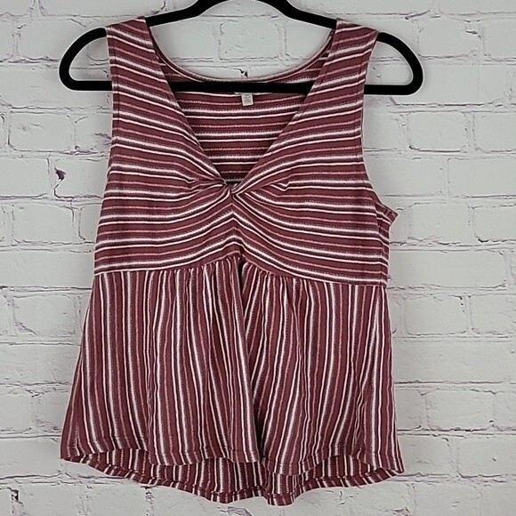 Lucky Brand Muave and White Striped Tanktop. 100% cotton. Size Small - Picture 1 of 5
